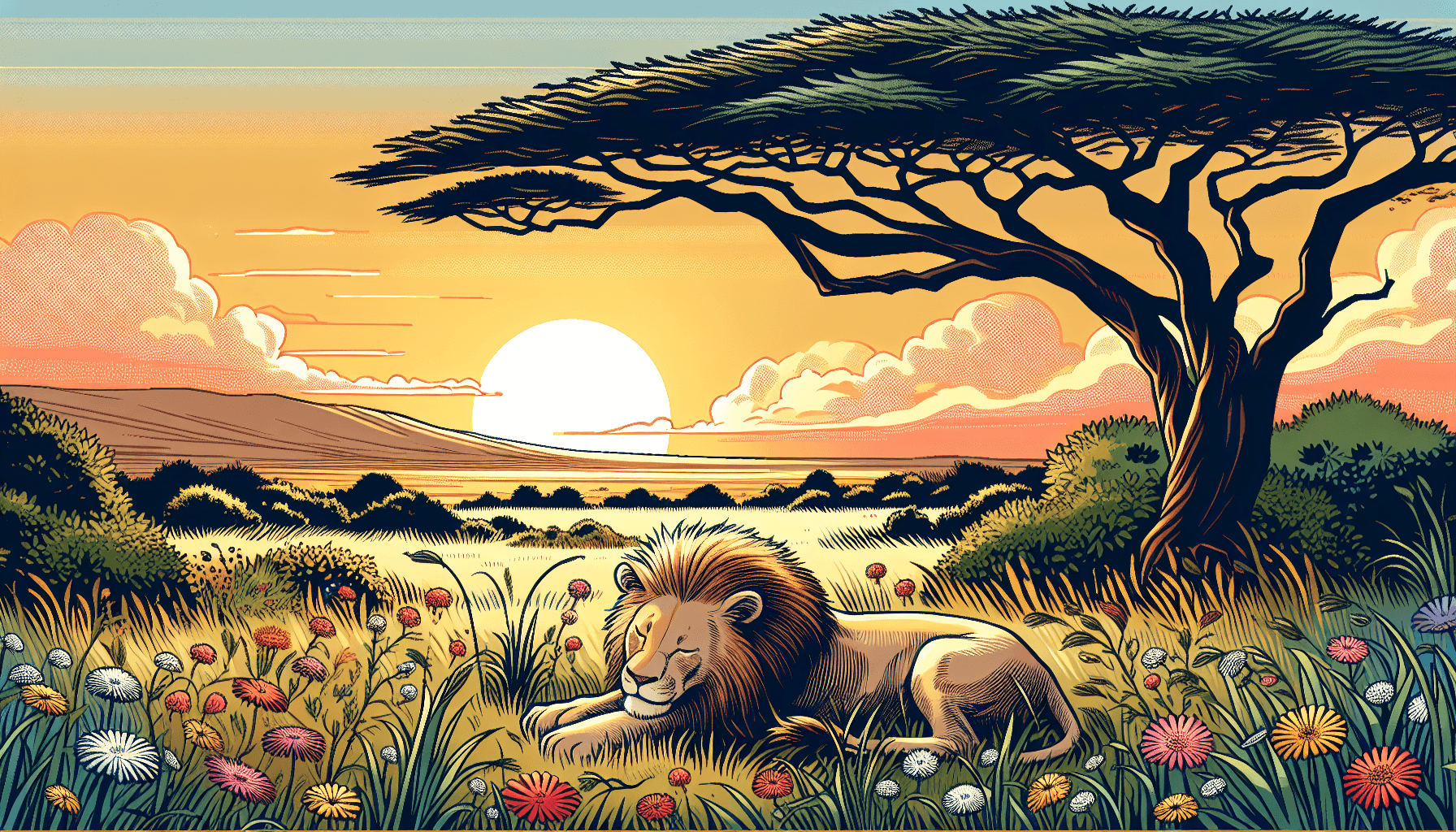 Leo, der schlafende Löwe im Abendlicht